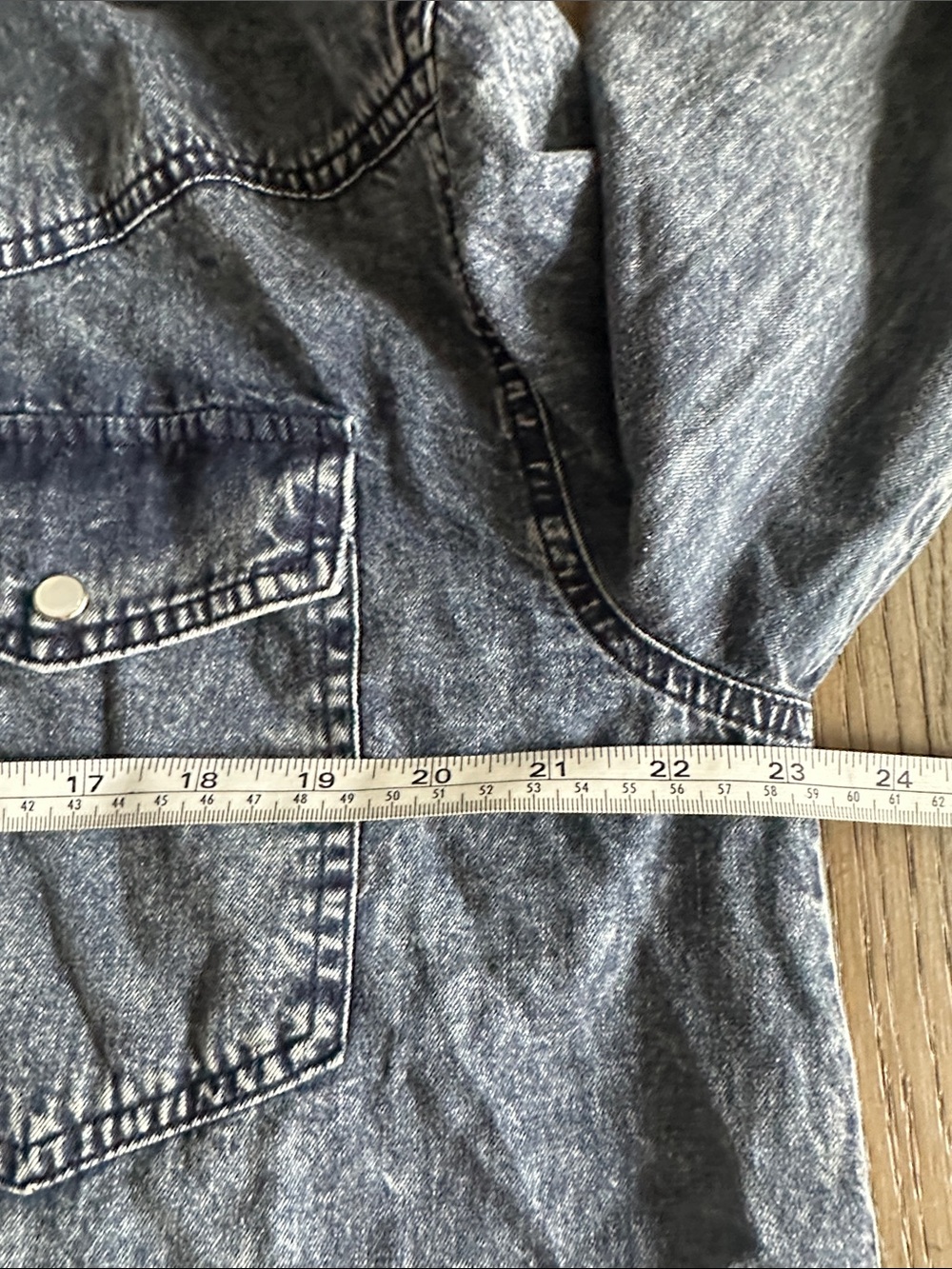 Jane + Delancey Acid Wash Denim Western Snap Shacket Shirt XL - Picture 4 of 7